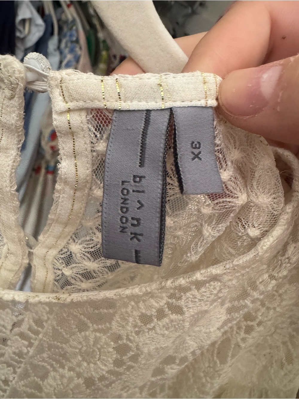 Boho Lace Panel Ivory Women's Top - Picture 3 of 3